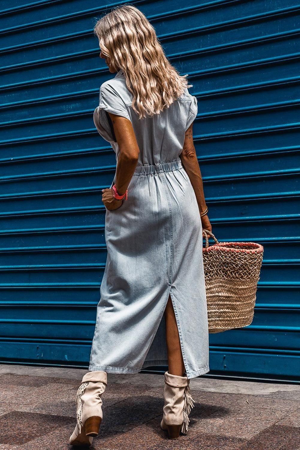 Brygida – Elegancka Sukienka Jeansowa