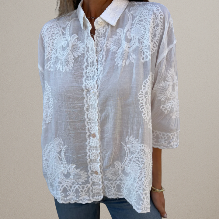 Nalini – Elegancka Bluzka Z Haftowaną Koronką