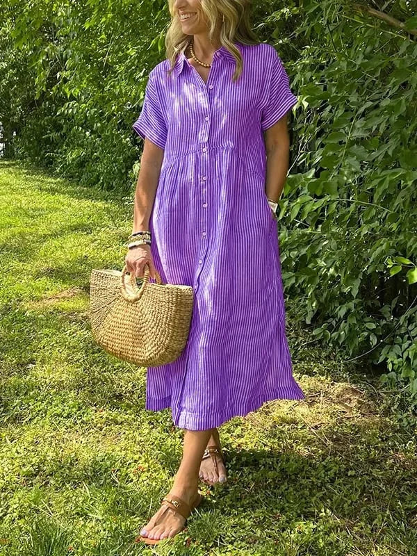 Samara - Stylowa Sukienka Koszulowa w Paski