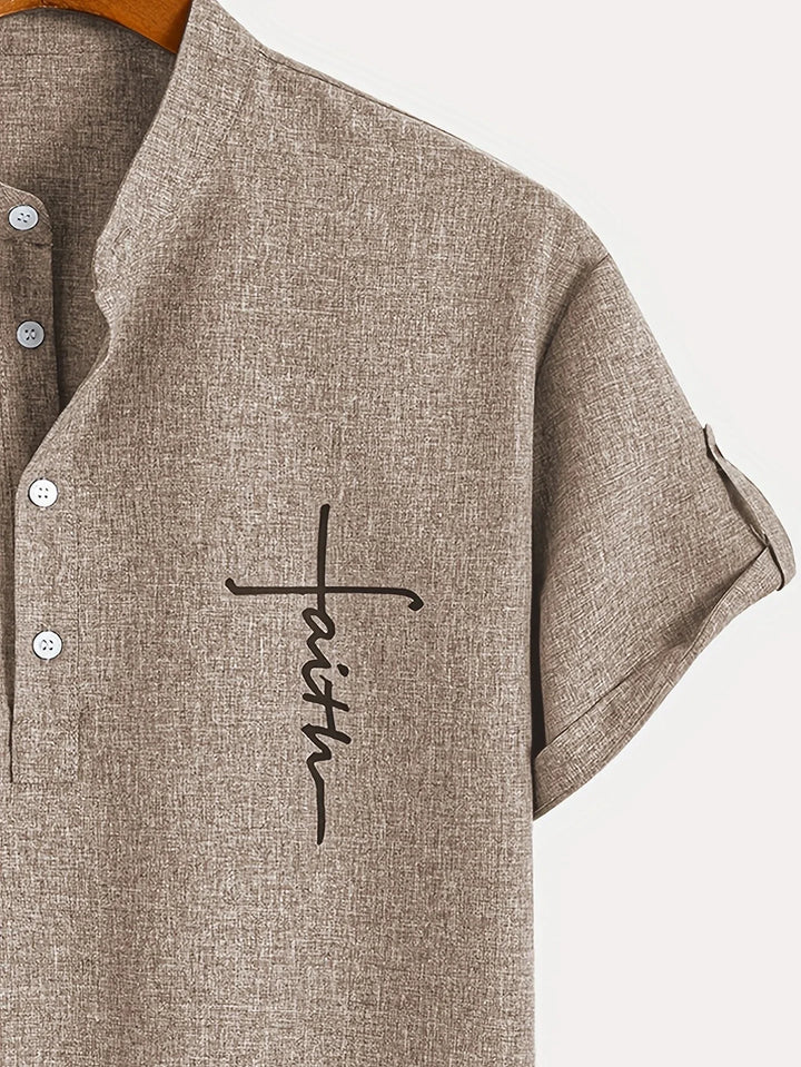 Elliott – Elegancka Koszula z Krótkim Rękawem i Stójką