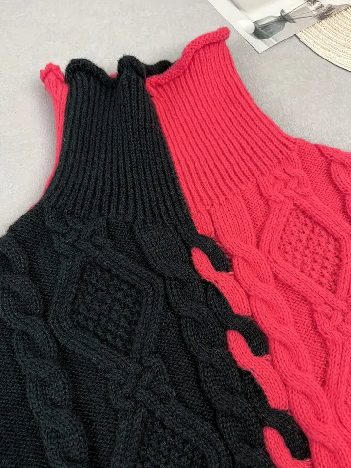 Leovia – Elegancki Sweter w Paski z Wysokim Kołnierzem
