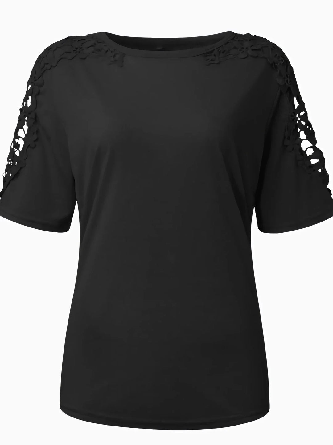 Ancuta - Elegancka Letnia Koszulka z Krótkim Rękawem i Koronką