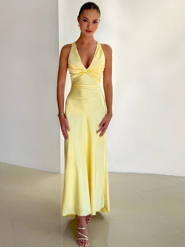 Fabiola – Elegancka Suknia Maxi Z Dekoltem W Szpic I Bez Rękawów