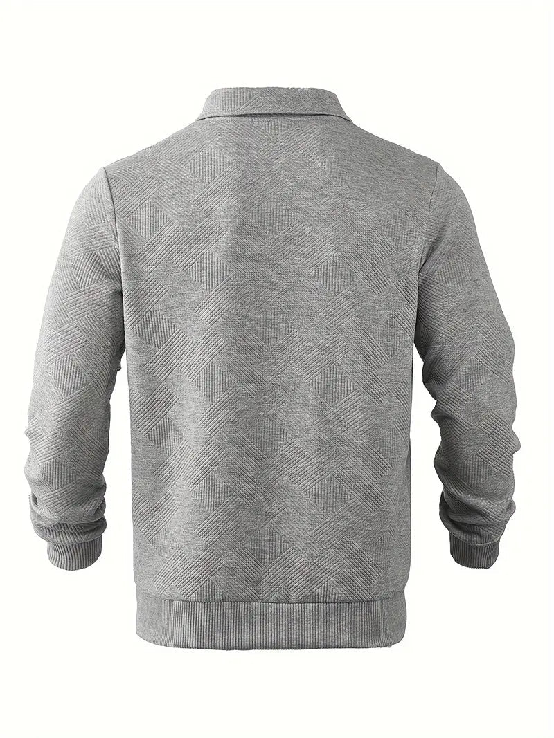 Baldrick – Bluza Vintage z Zamkiem Błyskawicznym i Geometrycznym Wzorem