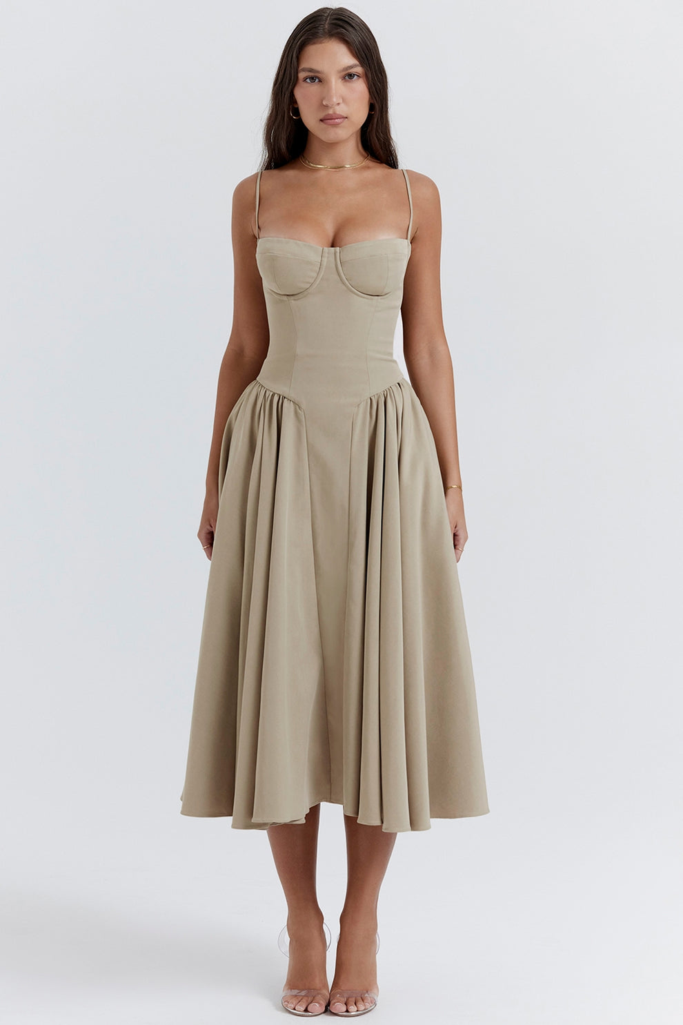 Maissa – Elegancka Sukienka Midi bez Rękawów
