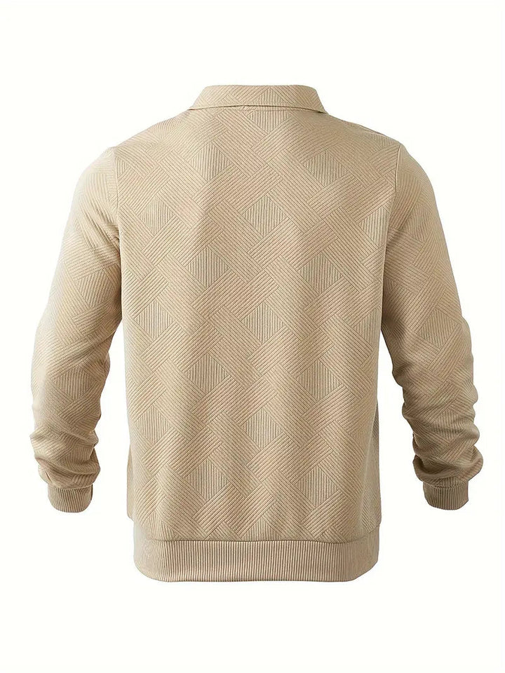 Baldrick – Bluza Vintage z Zamkiem Błyskawicznym i Geometrycznym Wzorem