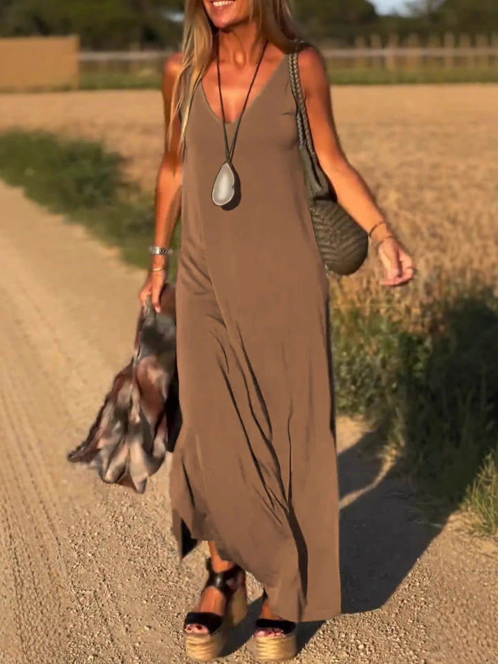 Evelyne – Stylowa Sukienka Bez Rękawów z Długim Trenem