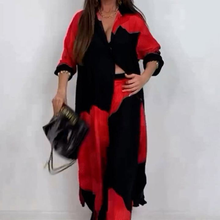 Dionicia – Elegancka Koszula z Guzikami i Spodnie ze Sznurkiem
