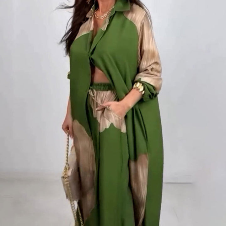 Dionicia – Elegancka Koszula z Guzikami i Spodnie ze Sznurkiem