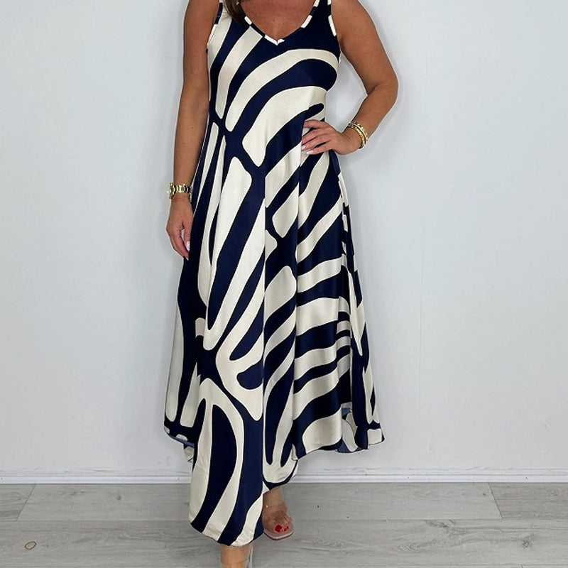 Rodica – Elegancka Suknia Maxi Bez Rękawów z Dekoltem w Szpic