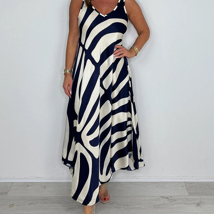 Rodica – Elegancka Suknia Maxi Bez Rękawów z Dekoltem w Szpic