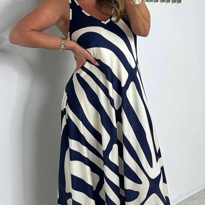 Rodica – Elegancka Suknia Maxi Bez Rękawów z Dekoltem w Szpic