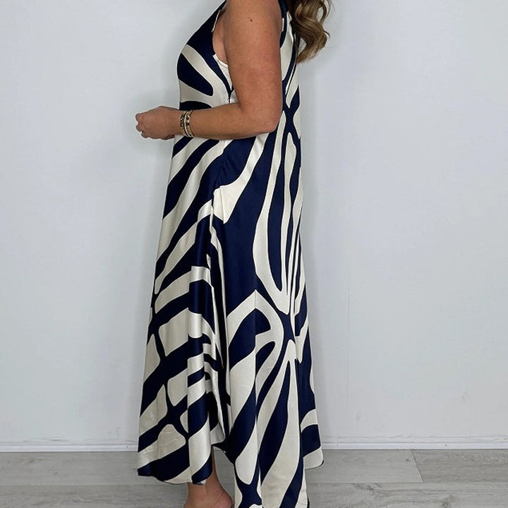 Rodica – Elegancka Suknia Maxi Bez Rękawów z Dekoltem w Szpic