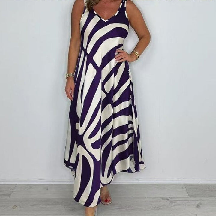 Rodica – Elegancka Suknia Maxi Bez Rękawów z Dekoltem w Szpic
