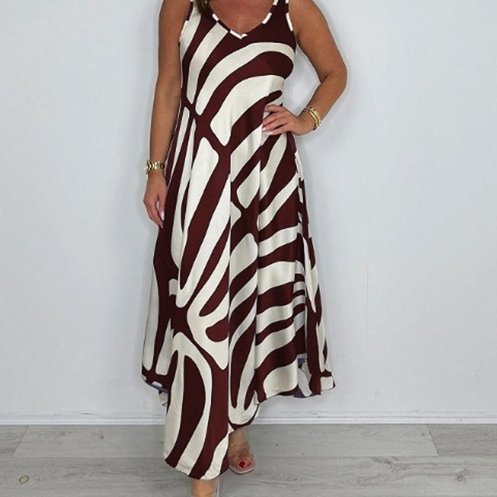 Rodica – Elegancka Suknia Maxi Bez Rękawów z Dekoltem w Szpic