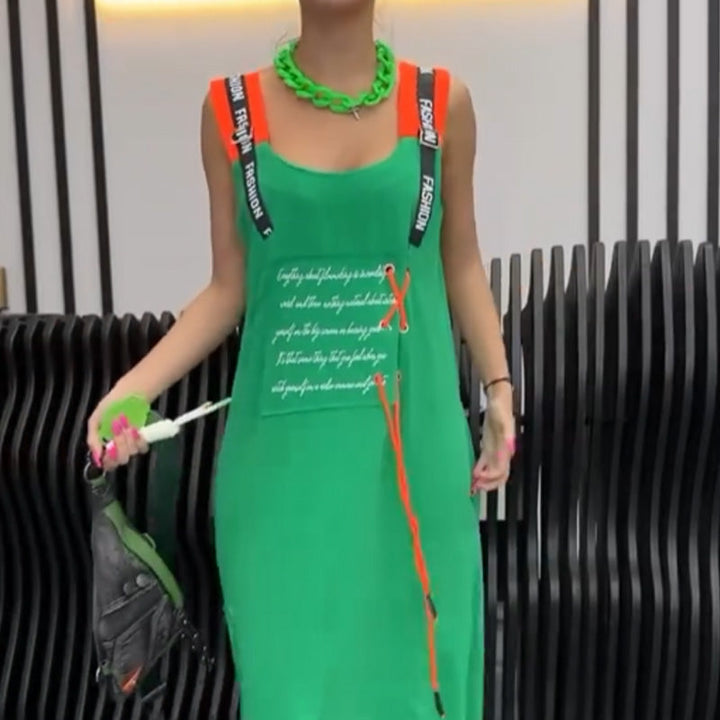 Wafia - Swobodna Sukienka Bez Rękawów Z Nadrukiem