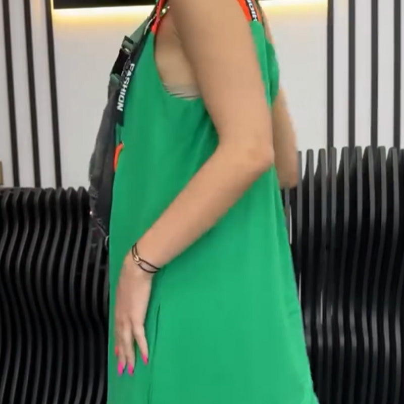 Wafia - Swobodna Sukienka Bez Rękawów Z Nadrukiem