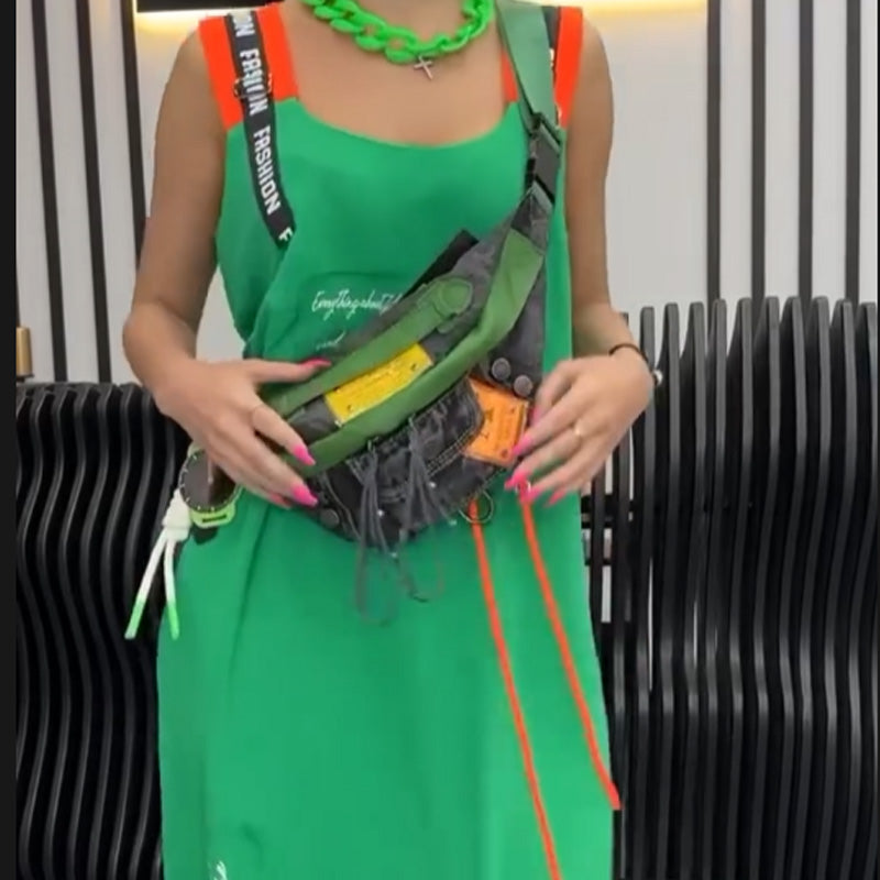 Wafia - Swobodna Sukienka Bez Rękawów Z Nadrukiem