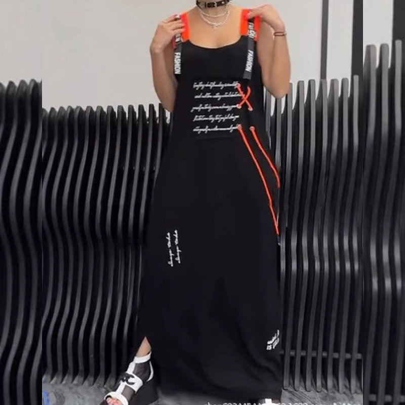 Wafia - Swobodna Sukienka Bez Rękawów Z Nadrukiem