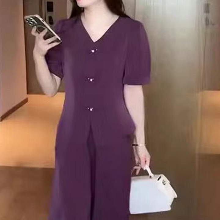 Eseniya - Elegancki Dwuczęściowy Zestaw Z Krótkim Rękawem
