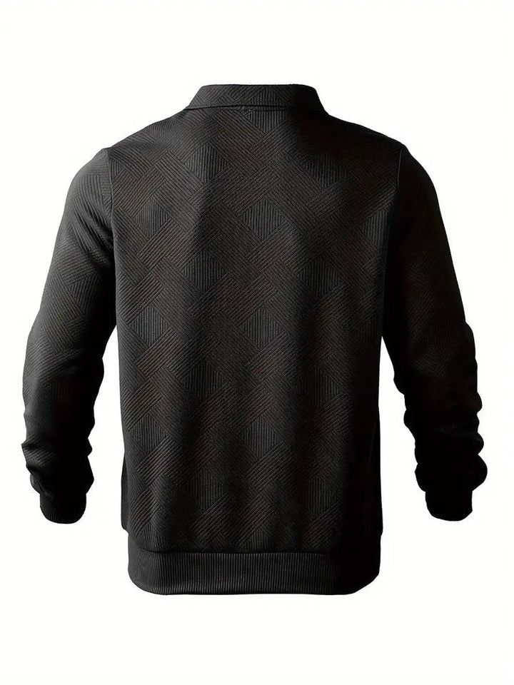 Baldrick – Bluza Vintage z Zamkiem Błyskawicznym i Geometrycznym Wzorem
